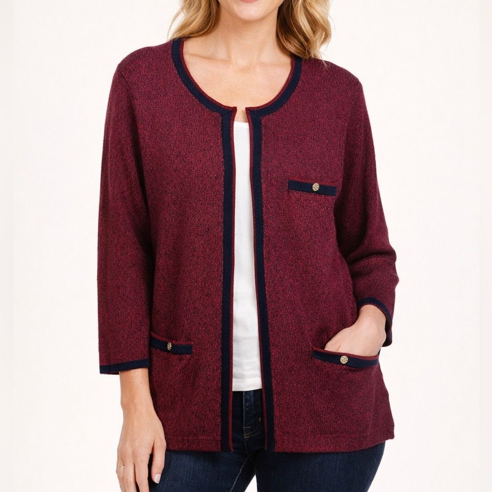 Ann Taylor Red/Blue Marled Wool Alpaca Blend Cardigan Sweater NWT Size XL